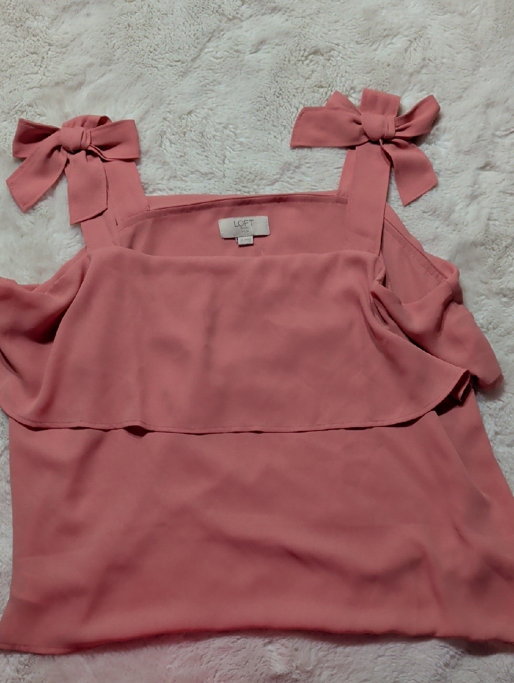 LOFT Dusty Rose Tie-Strap Ruffle Camisole